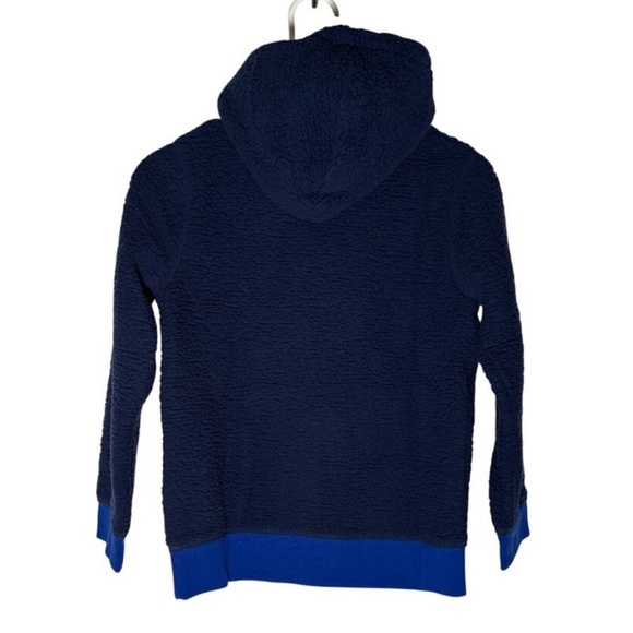 Lands' End Sherpa Pullover Hoodie Sweatshirt Deep Sea Navy Blue Size S 6-7 NWT - Picture 2 of 4